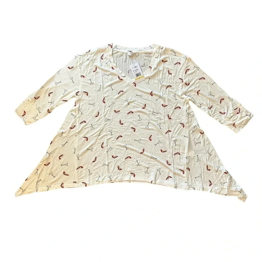 Skinnygirl Womens Medium‎ Shirt White Cocktail Party Lanie Sharkbite Hem NWT